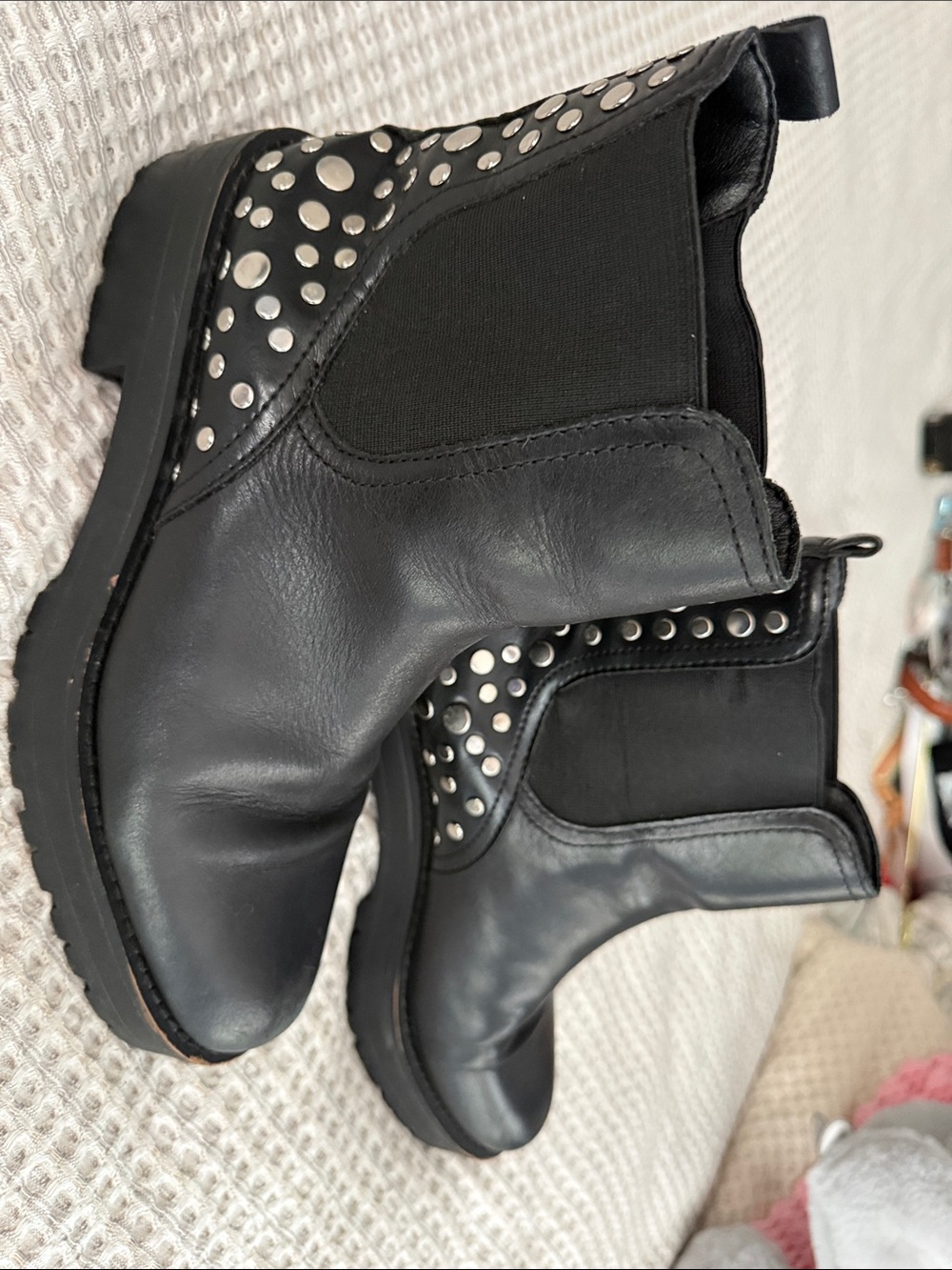 Sam Edelman Black Studded Chelsea Booties in size 7.5
